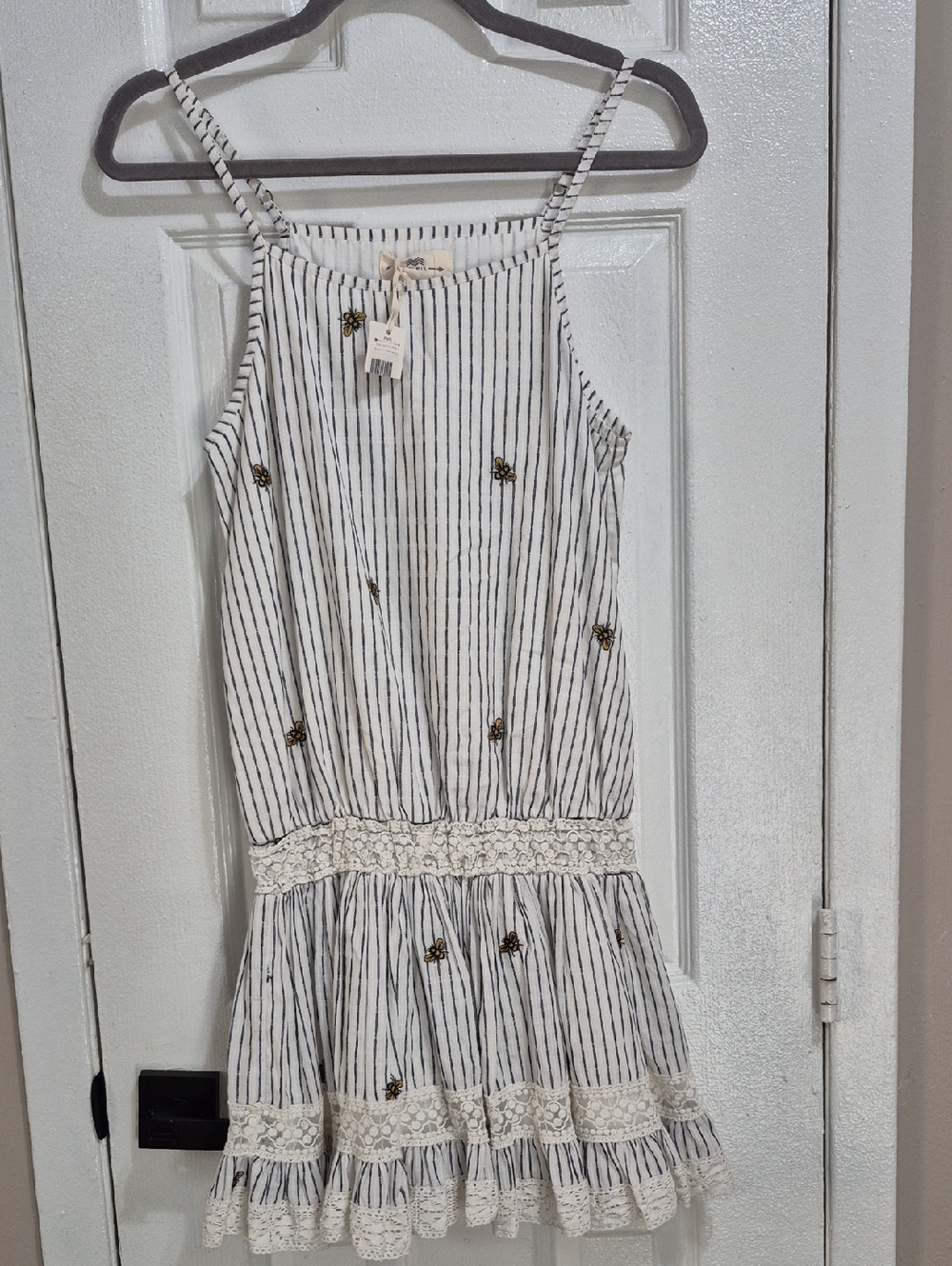 Women's NIBI-MTK White Navy Striped Bee Mini Dress XS